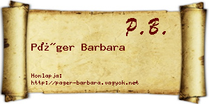 Páger Barbara névjegykártya